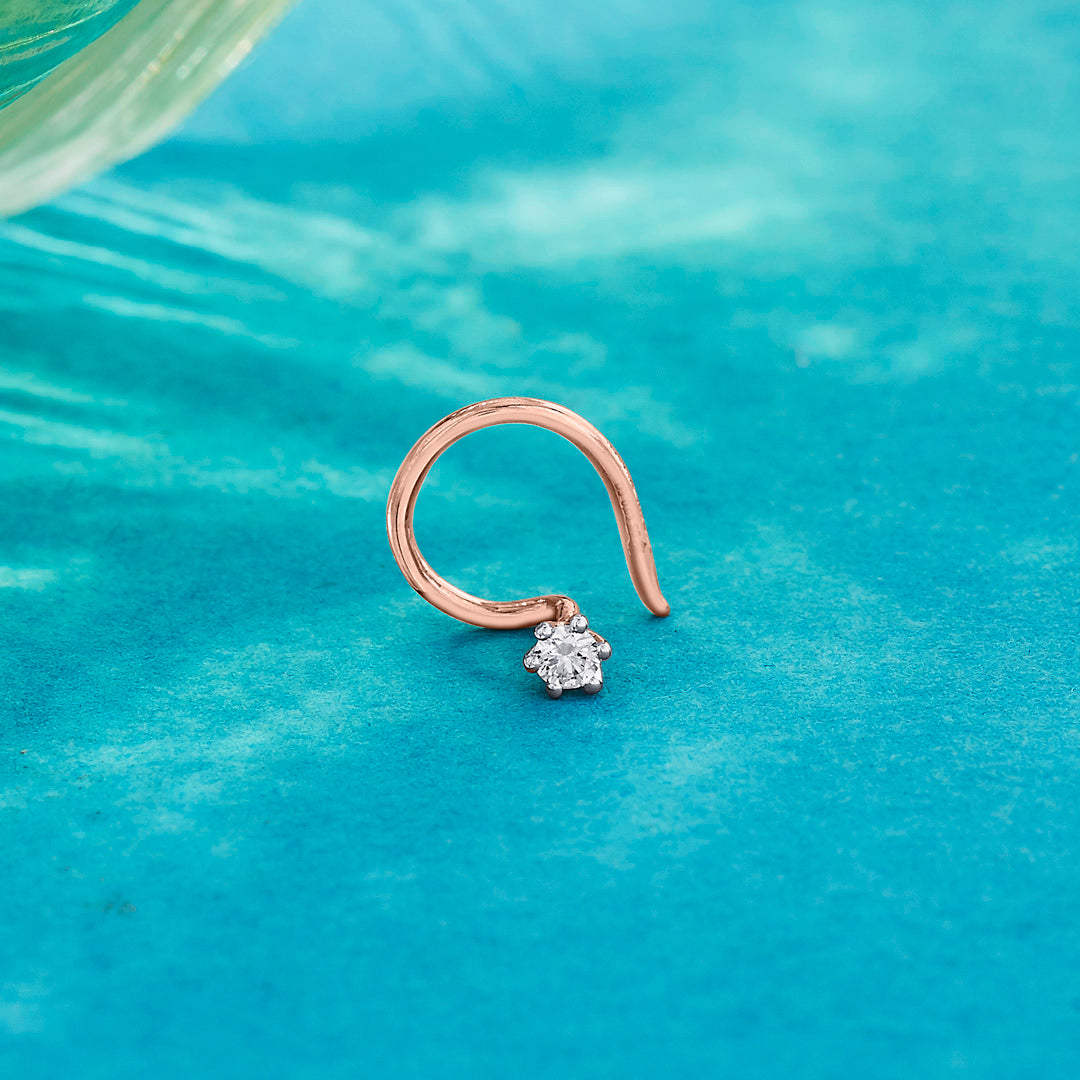 Morning Dew Diamond & Gold Nosepin Screw for Women