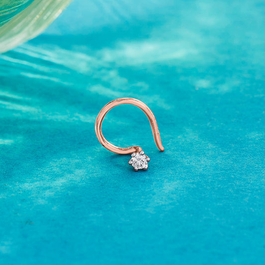 Morning Dew Diamond & Gold Nosepin Screw for Women
