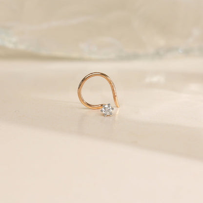 Morning Dew Diamond & Gold Nosepin Screw for Women
