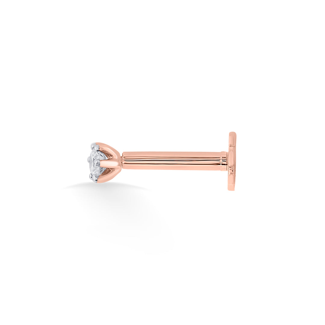 Aura Gleam Diamond & Gold Nosepin Screw for Women