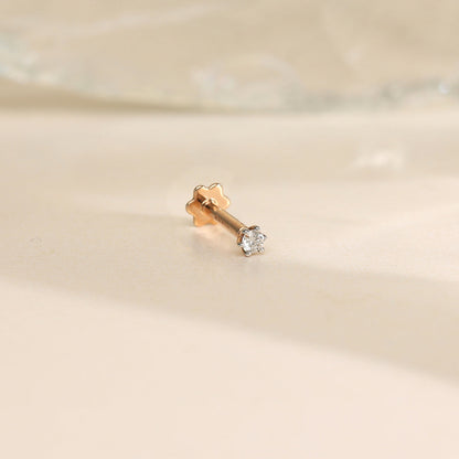 Aura Gleam Diamond & Gold Nosepin Screw for Women