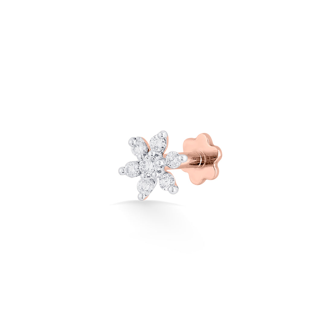 Petal Spark Diamond & Gold Nosepin Screw for Women