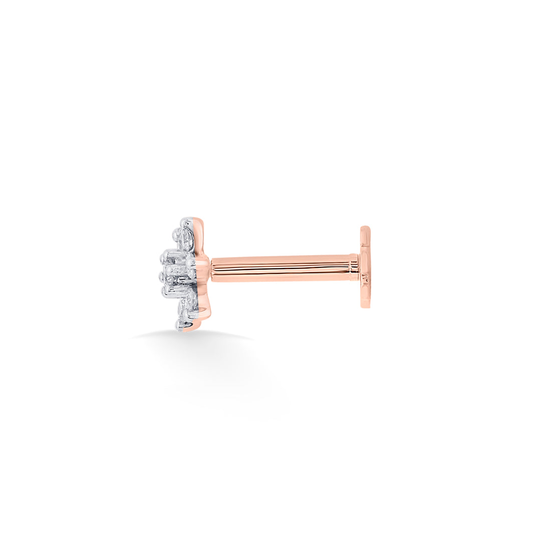 Petal Spark Diamond & Gold Nosepin Screw for Women