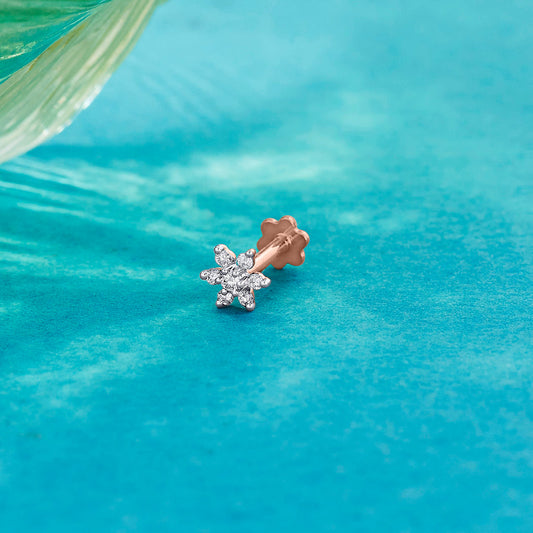 Petal Spark Diamond & Gold Nosepin Screw for Women