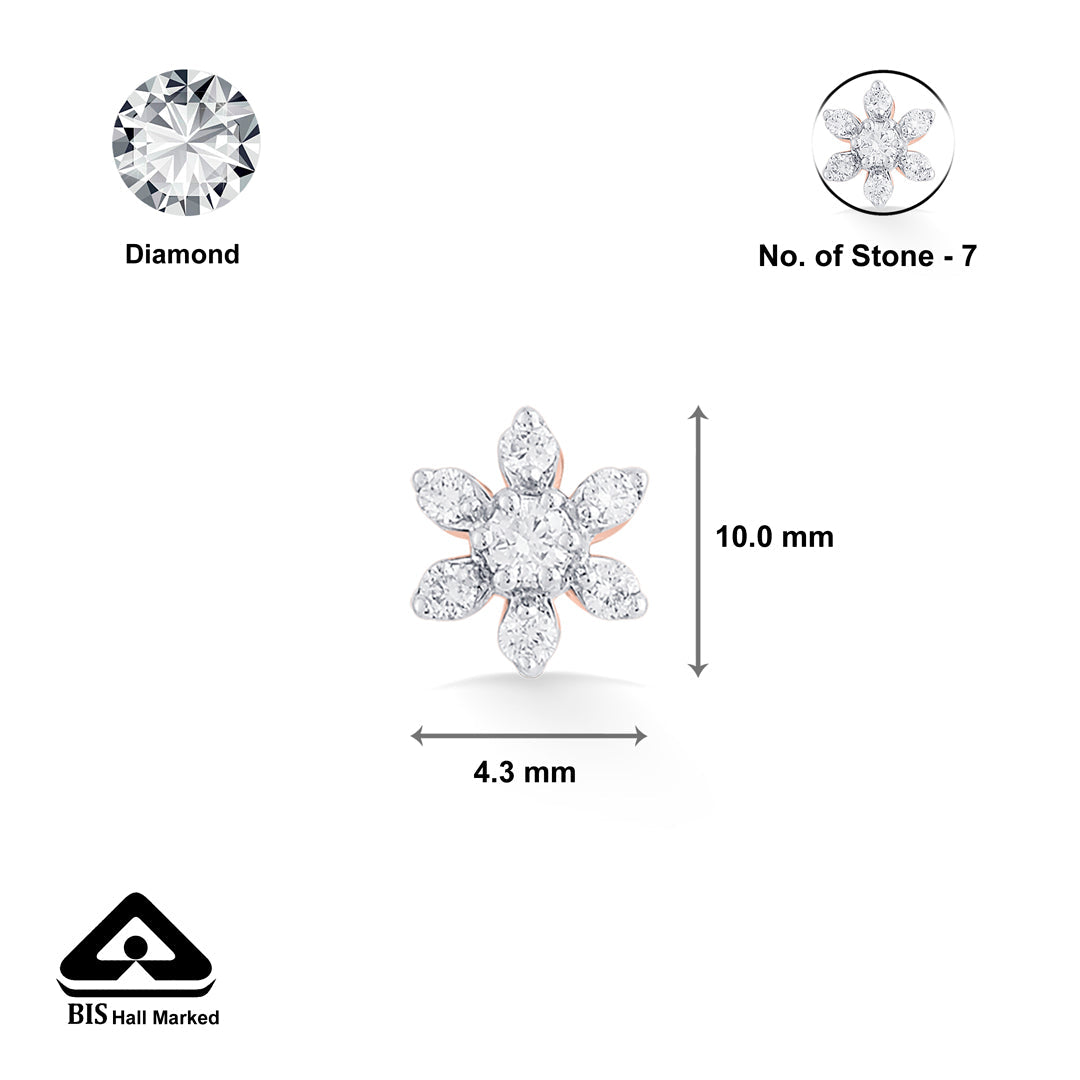 Spark Bud Diamond & Gold Nosepin Screw for Women