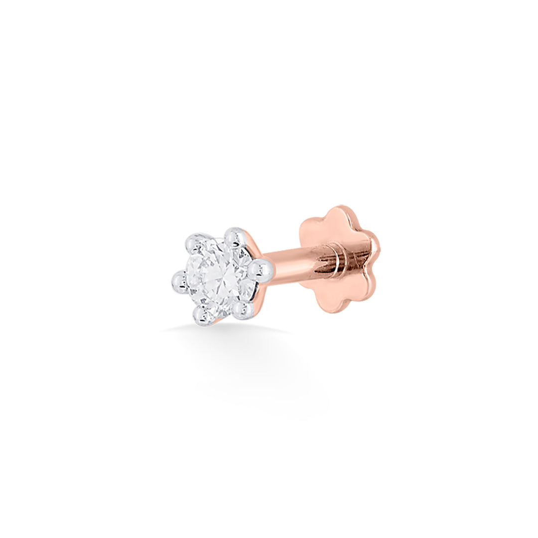 Bloom Spark Diamond & Gold Nosepin Screw for Women