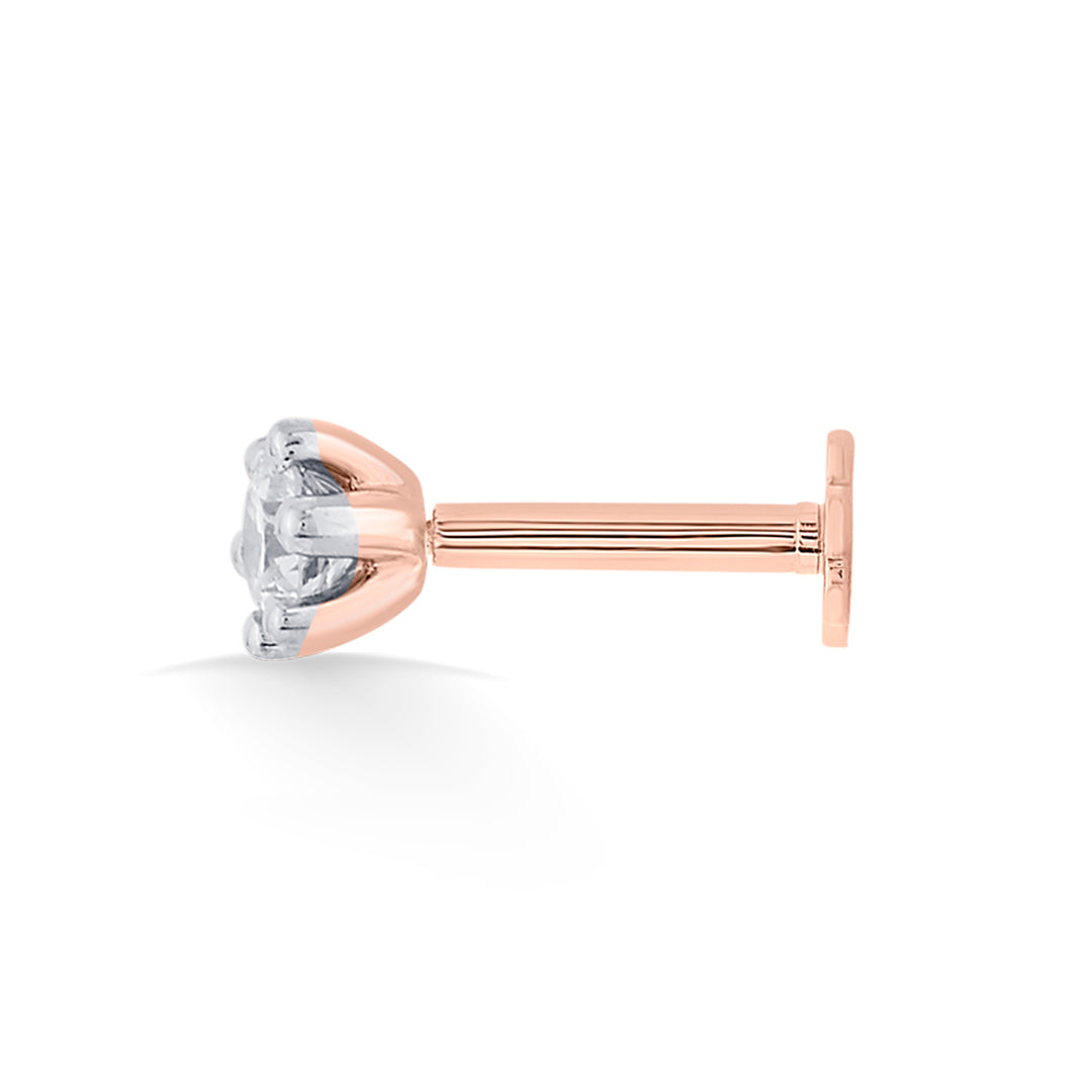 Bloom Spark Diamond & Gold Nosepin Screw for Women