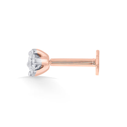 Bloom Spark Diamond & Gold Nosepin Screw for Women