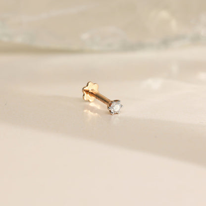 Bloom Spark Diamond & Gold Nosepin Screw for Women