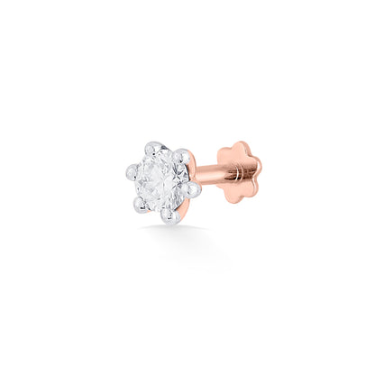 Dew Charm Diamond & Gold Nosepin Screw for Women