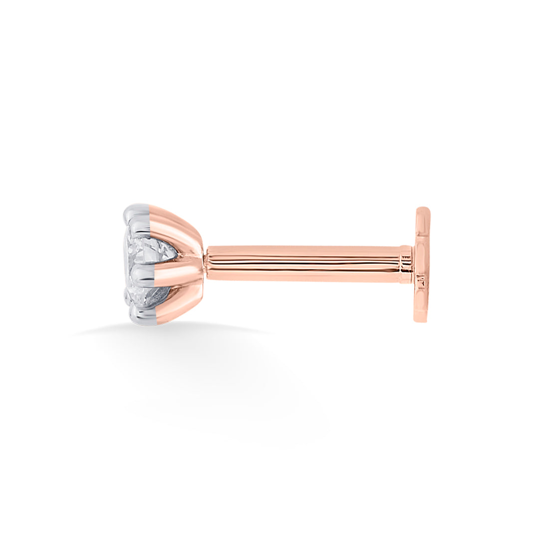 Dew Charm Diamond & Gold Nosepin Screw for Women