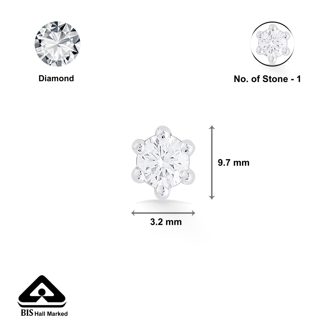 Dew Charm Diamond & Gold Nosepin Screw for Women