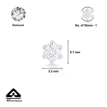 Dew Charm Diamond & Gold Nosepin Screw for Women