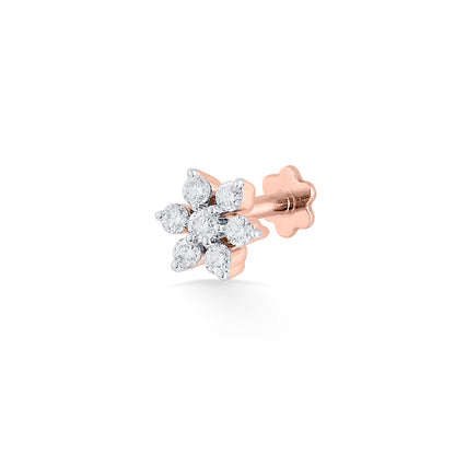 Crystal Bloomlet Diamond & Gold Nosepin Screw for Women