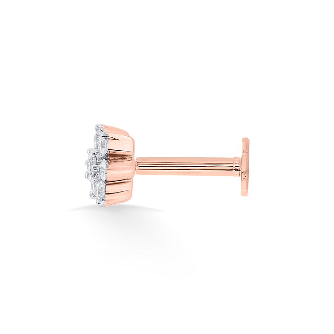 Crystal Bloomlet Diamond & Gold Nosepin Screw for Women