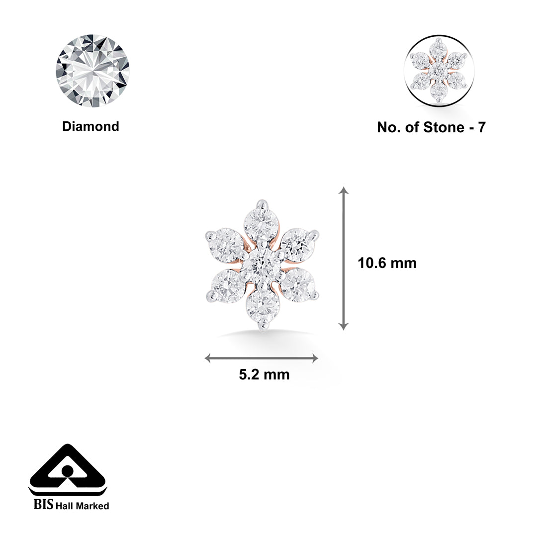 Crystal Bloomlet Diamond & Gold Nosepin Screw for Women