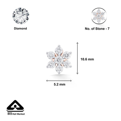 Crystal Bloomlet Diamond & Gold Nosepin Screw for Women