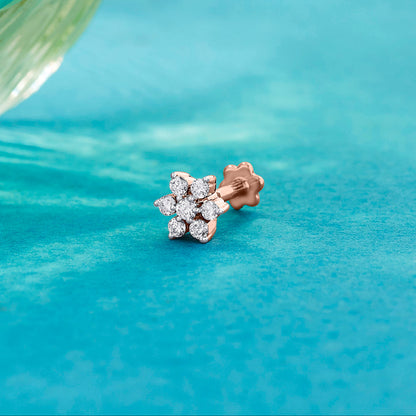 Crystal Bloomlet Diamond & Gold Nosepin Screw for Women