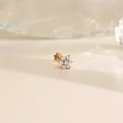 Crystal Bloomlet Diamond & Gold Nosepin Screw for Women