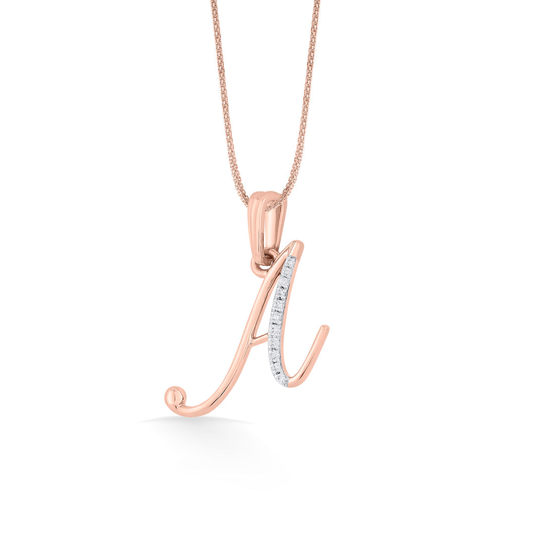 Aura A Diamond & Gold Alphabet Pendant for Women