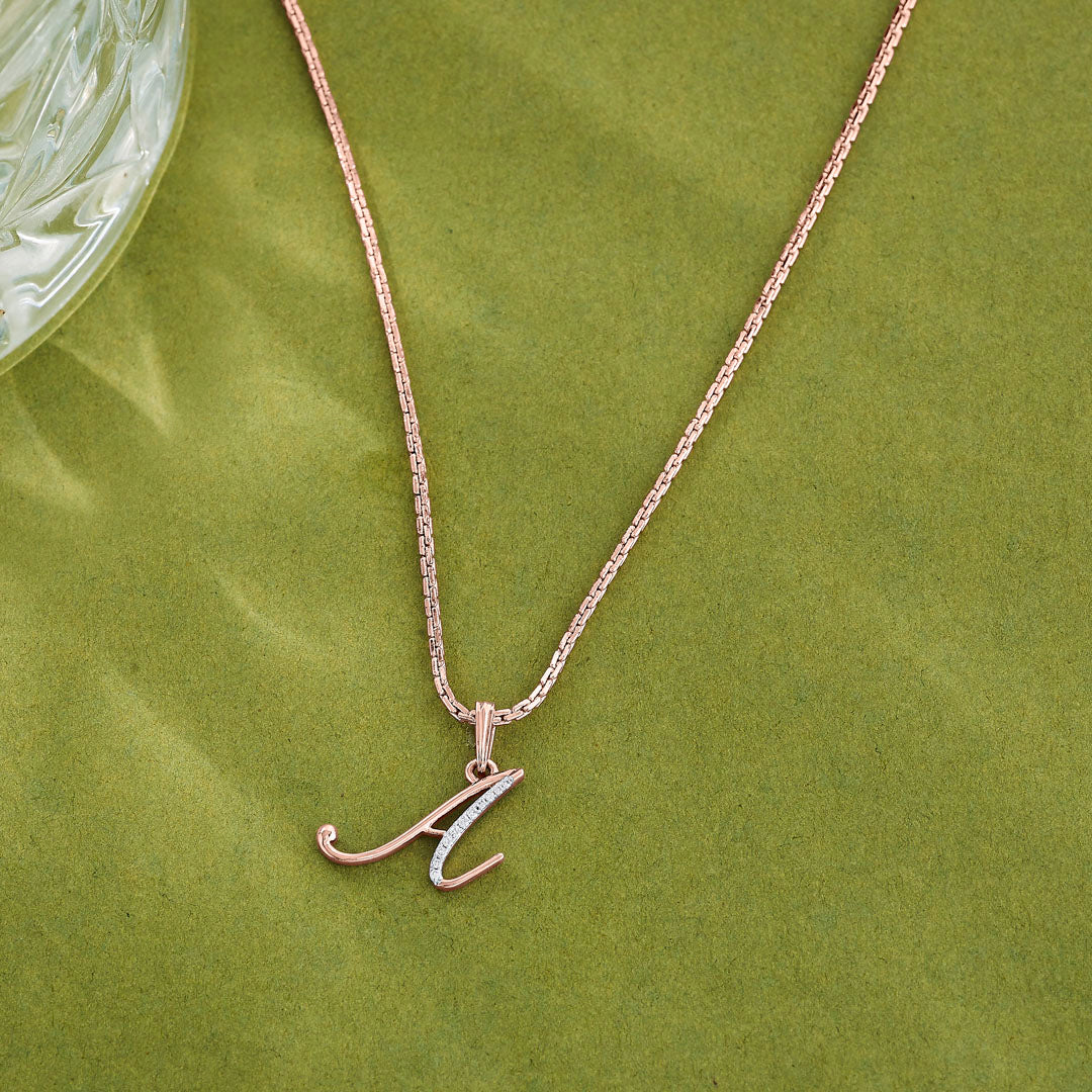 Aura A Diamond & Gold Alphabet Pendant for Women