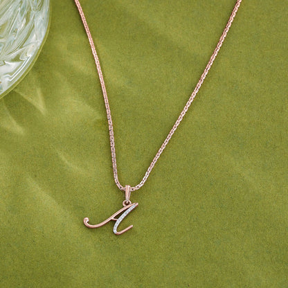 Aura A Diamond & Gold Alphabet Pendant for Women