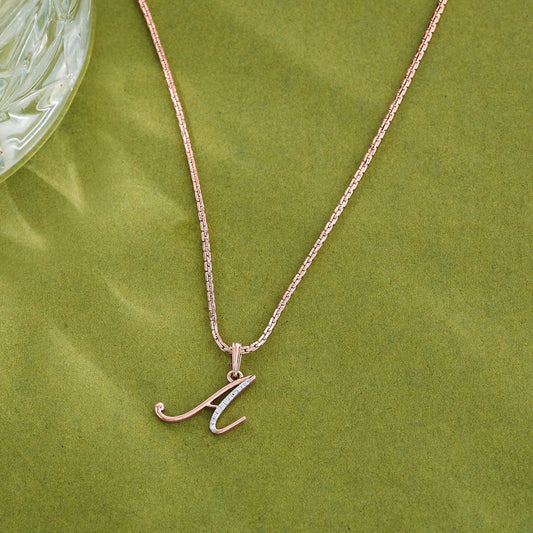 Aura A Diamond & Gold Alphabet Pendant for Women