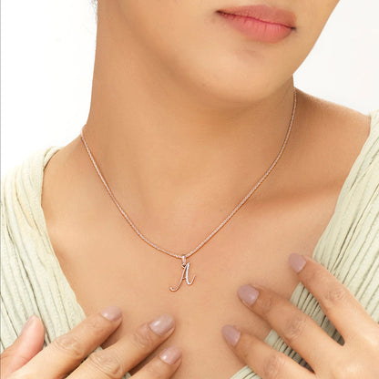 Aura A Diamond & Gold Alphabet Pendant for Women