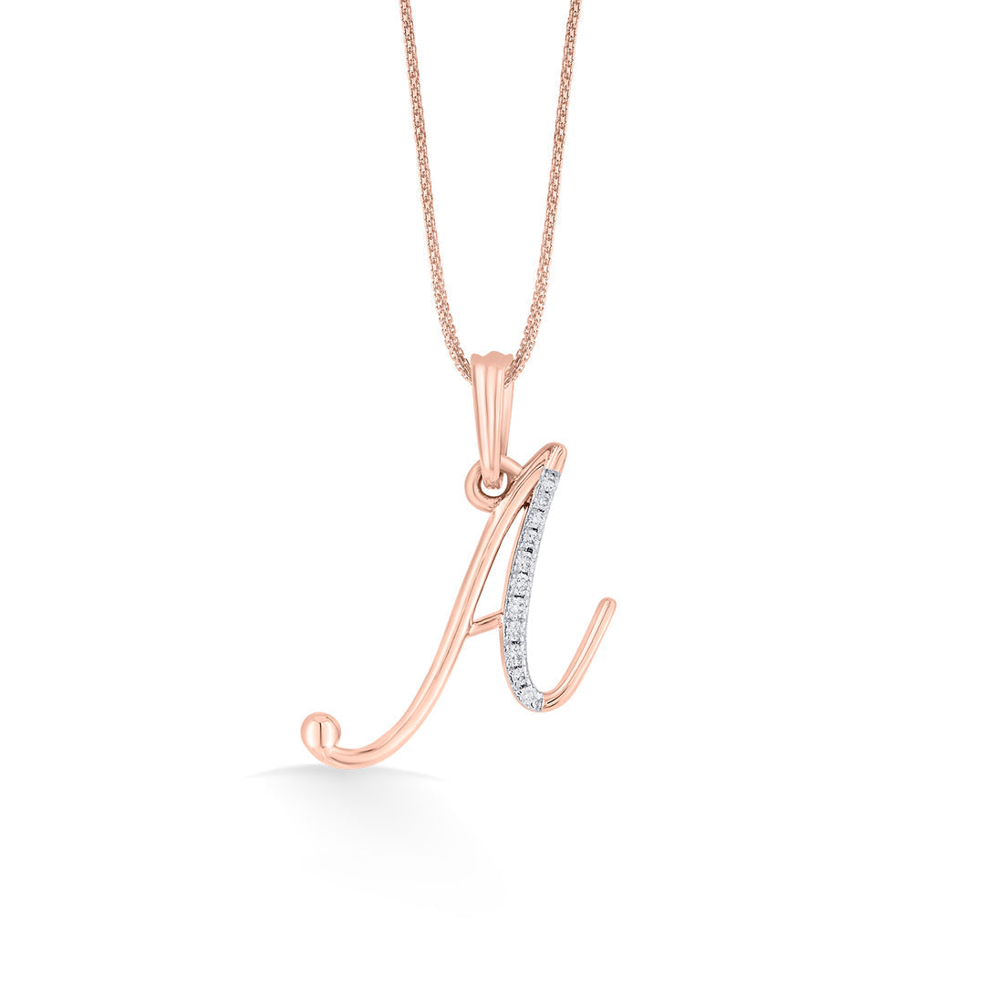 Aura A Diamond & Gold Alphabet Pendant for Women