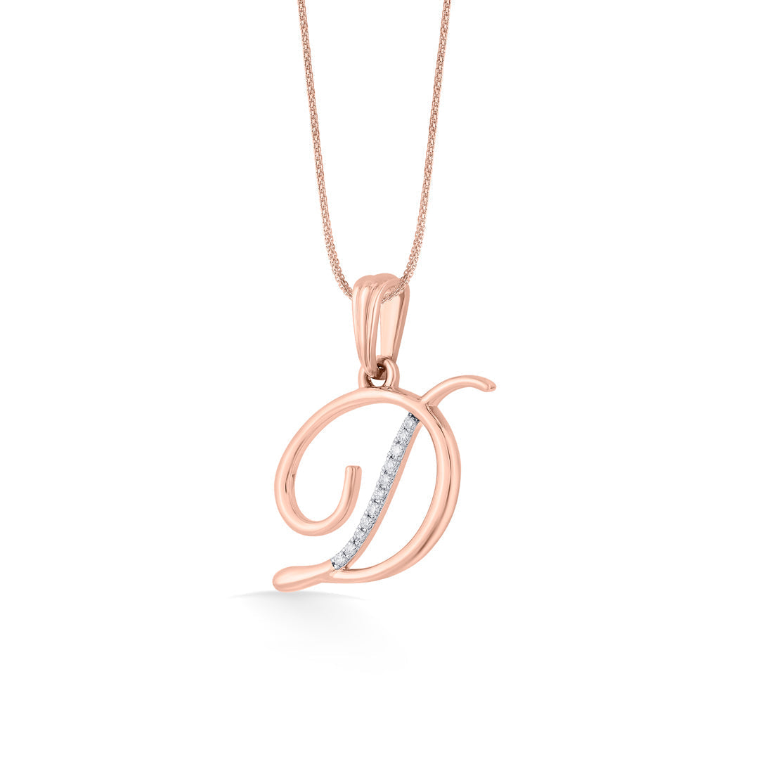Dream D Diamond & Gold Alphabet Pendant for Women