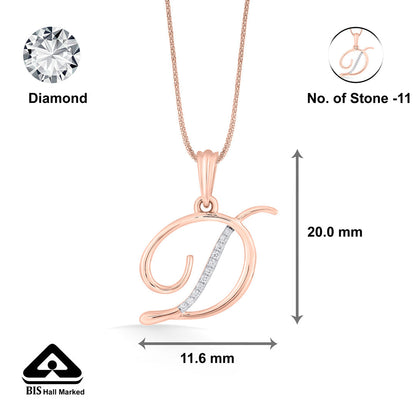 Dream D Diamond & Gold Alphabet Pendant for Women