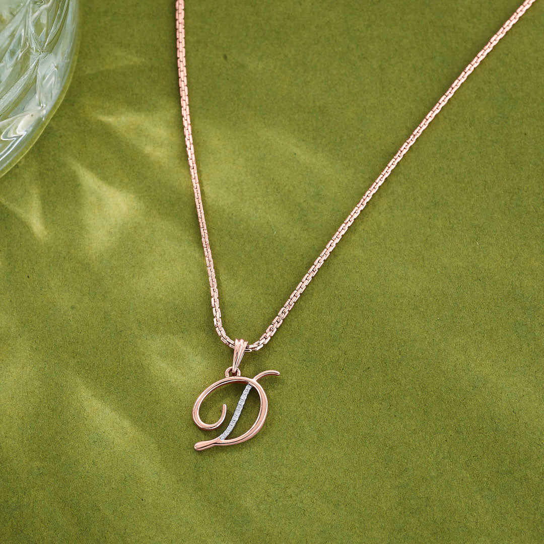 Dream D Diamond & Gold Alphabet Pendant for Women