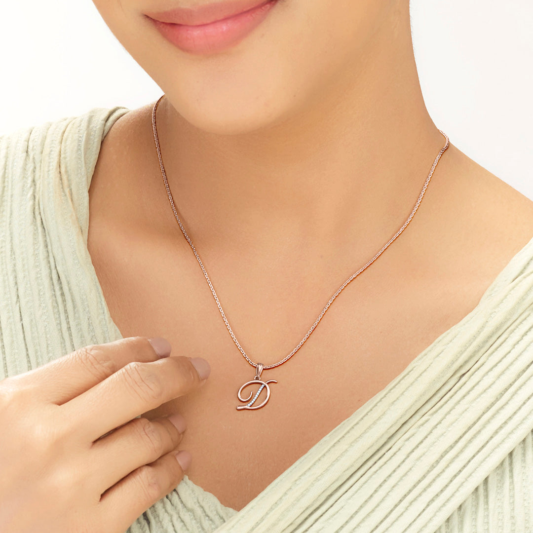 Dream D Diamond & Gold Alphabet Pendant for Women