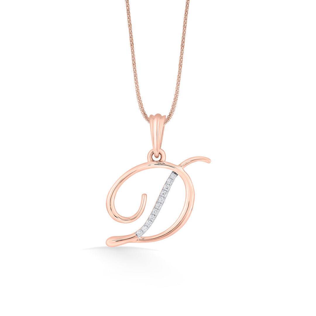 Dream D Diamond & Gold Alphabet Pendant for Women