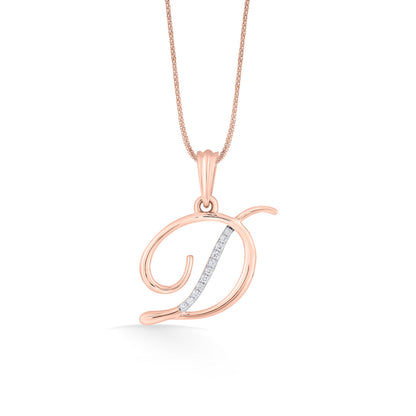 Dream D Diamond & Gold Alphabet Pendant for Women