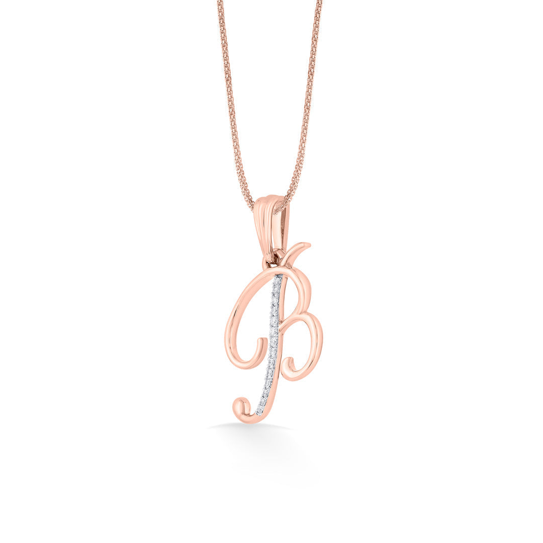 Bloom B Diamond & Gold Alphabet Pendant for Women