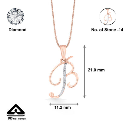 Bloom B Diamond & Gold Alphabet Pendant for Women