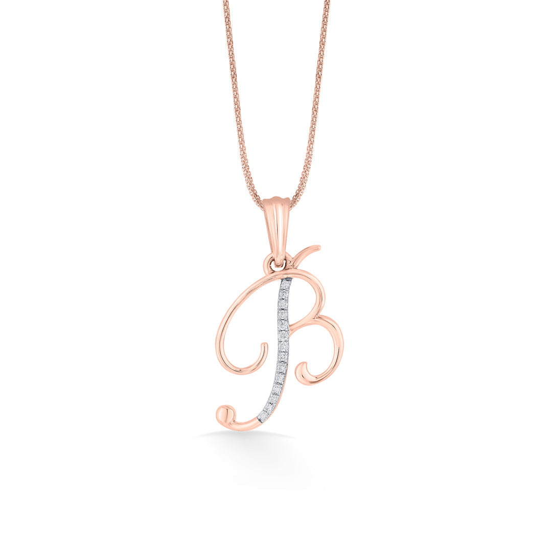 Bloom B Diamond & Gold Alphabet Pendant for Women
