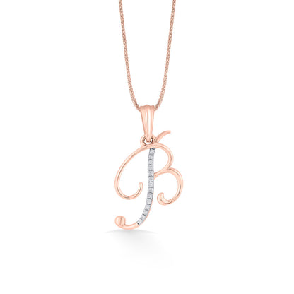 Bloom B Diamond & Gold Alphabet Pendant for Women