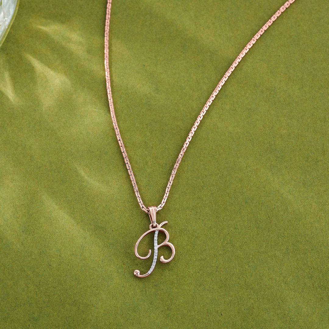 Bloom B Diamond & Gold Alphabet Pendant for Women