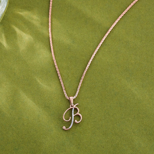 Bloom B Diamond & Gold Alphabet Pendant for Women