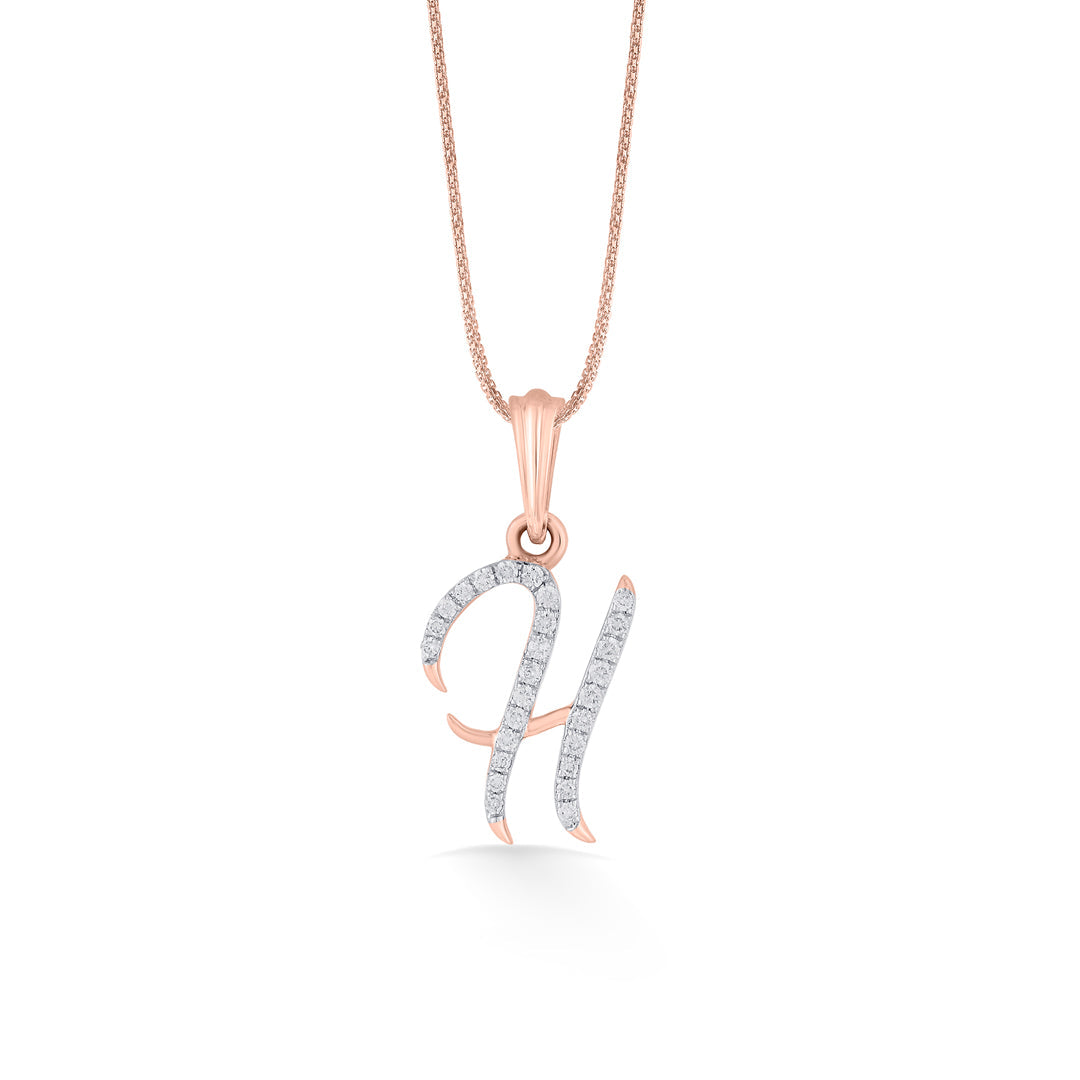Halo H Diamond & Gold Alphabet Pendant for Women