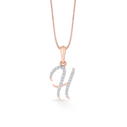 Halo H Diamond & Gold Alphabet Pendant for Women