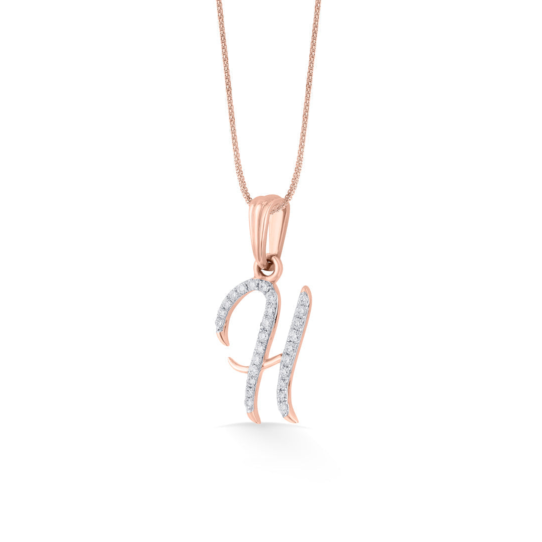Halo H Diamond & Gold Alphabet Pendant for Women