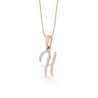 Halo H Diamond & Gold Alphabet Pendant for Women