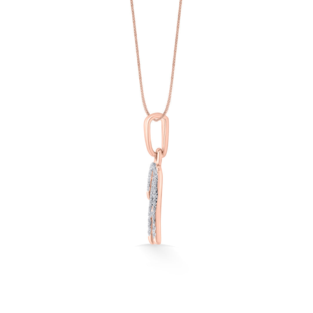 Halo H Diamond & Gold Alphabet Pendant for Women