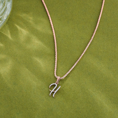Halo H Diamond & Gold Alphabet Pendant for Women
