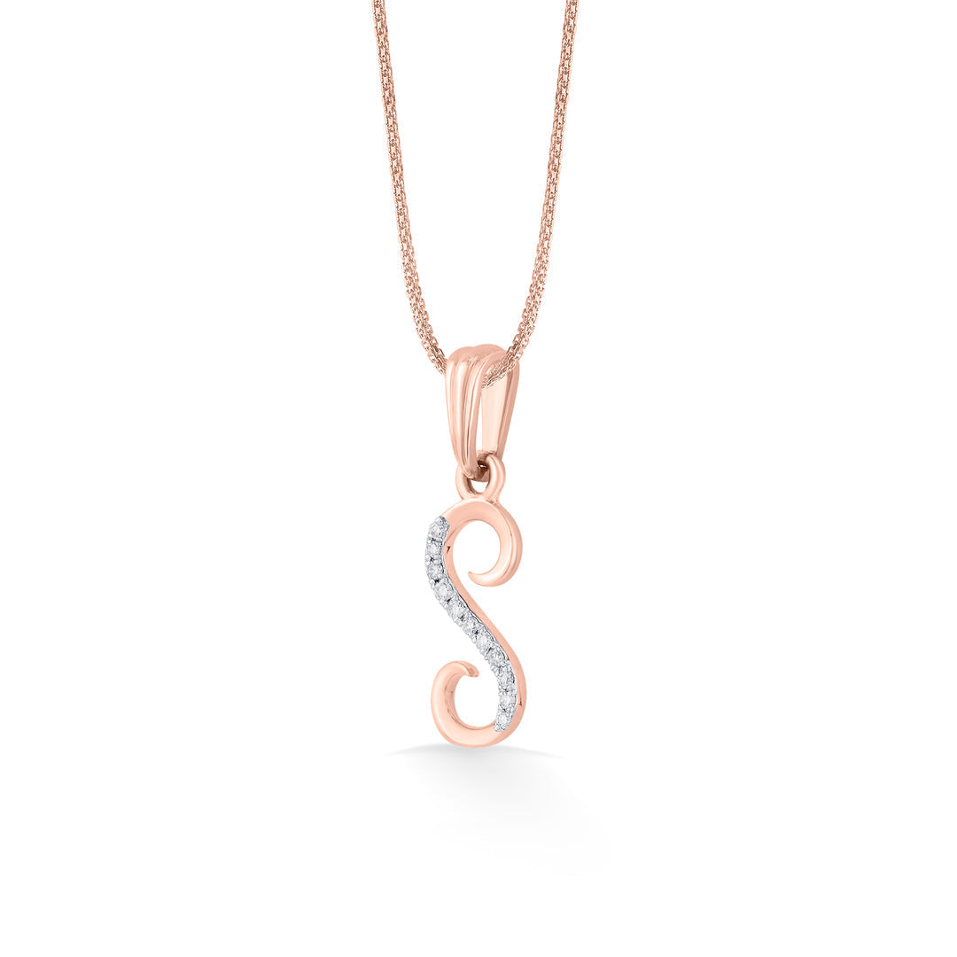 Shine S Diamond & Gold Alphabet Pendant for Women