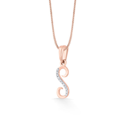 Shine S Diamond & Gold Alphabet Pendant for Women