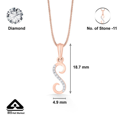 Shine S Diamond & Gold Alphabet Pendant for Women